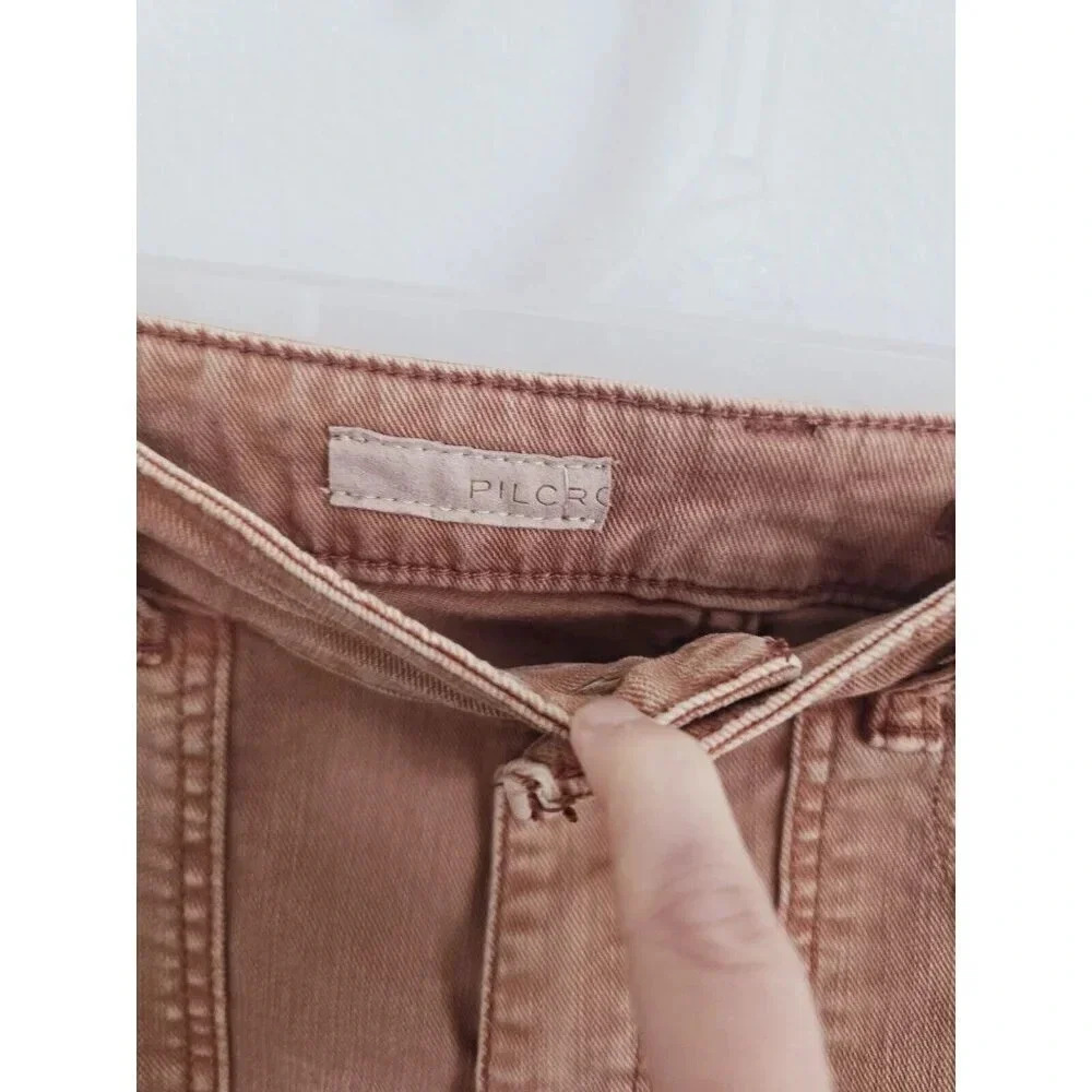 Pilcro Anthropologie Bronze Boho Low Rise Icon Faded Flared Y2K Cotton Jeans 28 - Picture 13 of 14